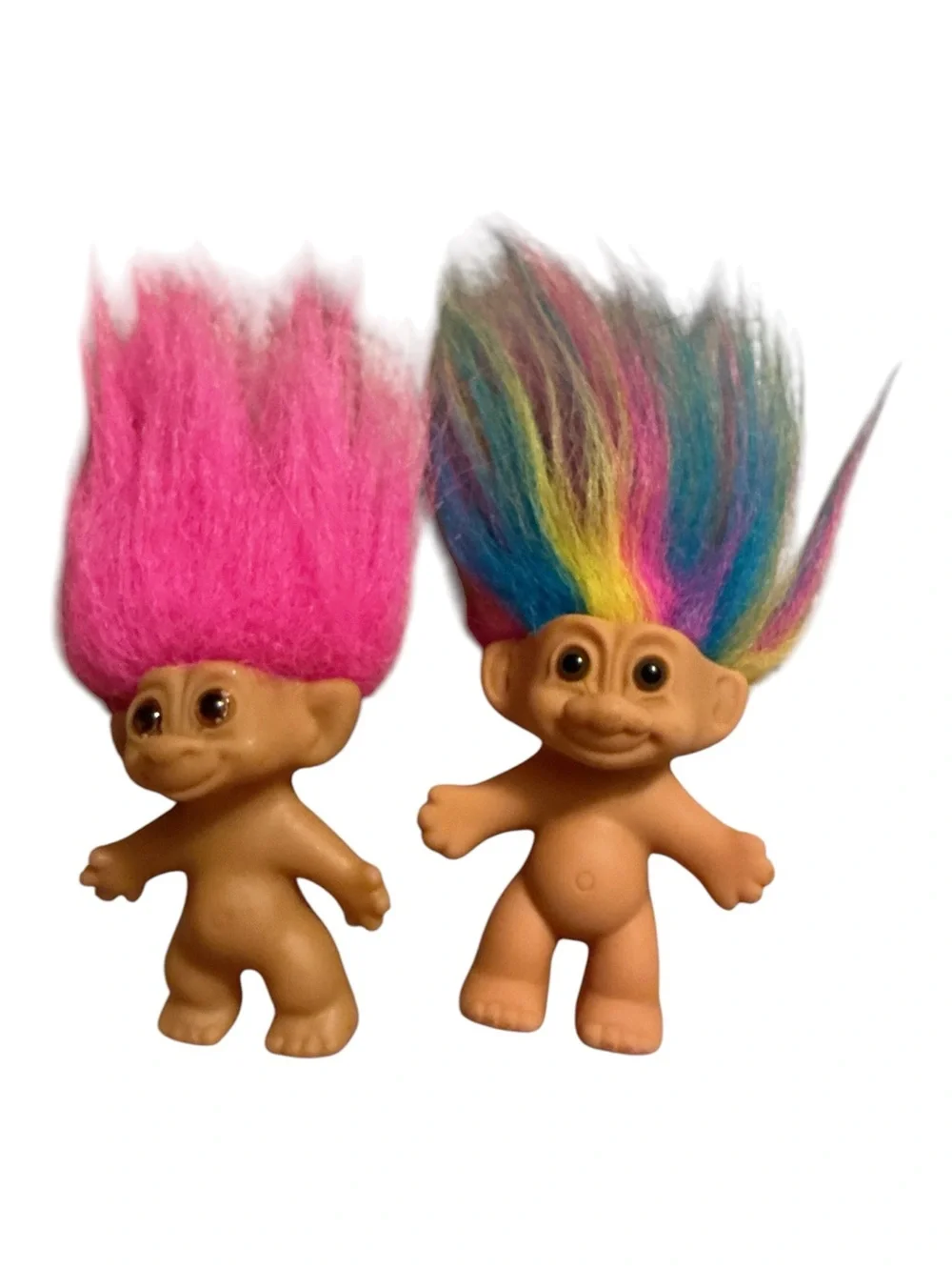 Russ Berrie Troll Dolls with Pink and Rainbow Hair